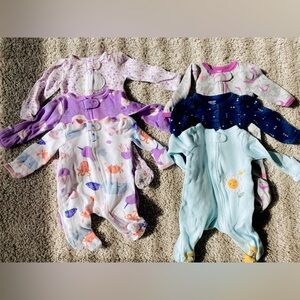 Six Newborn sleepers from Just One by Carter- assorted purple and blue